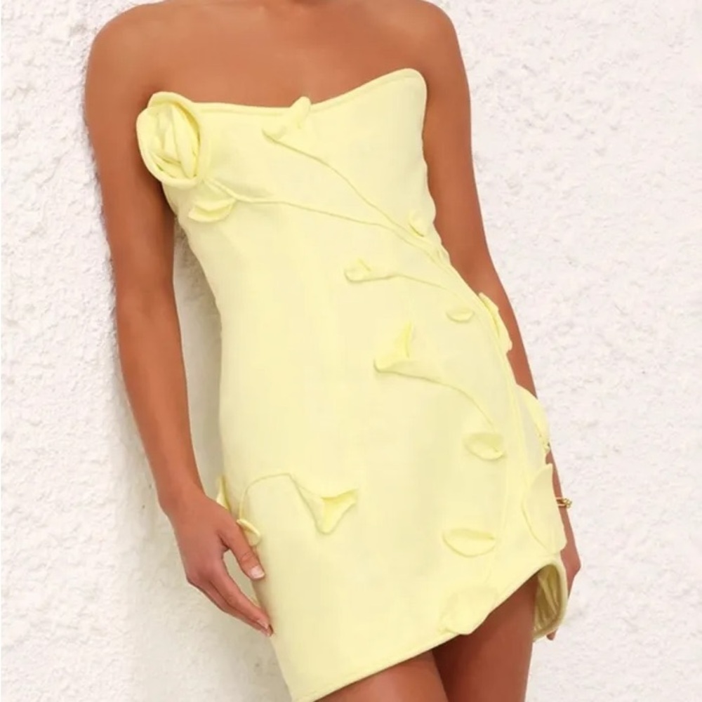 Zimmermann Strapless Yellow Mini Dress - Picture 3 of 6